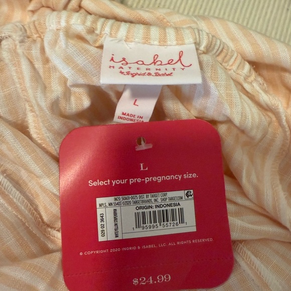 Isabel Maternity by Ingrid & Isabel Striped Cream Blouse Large - Picture 5 of 7